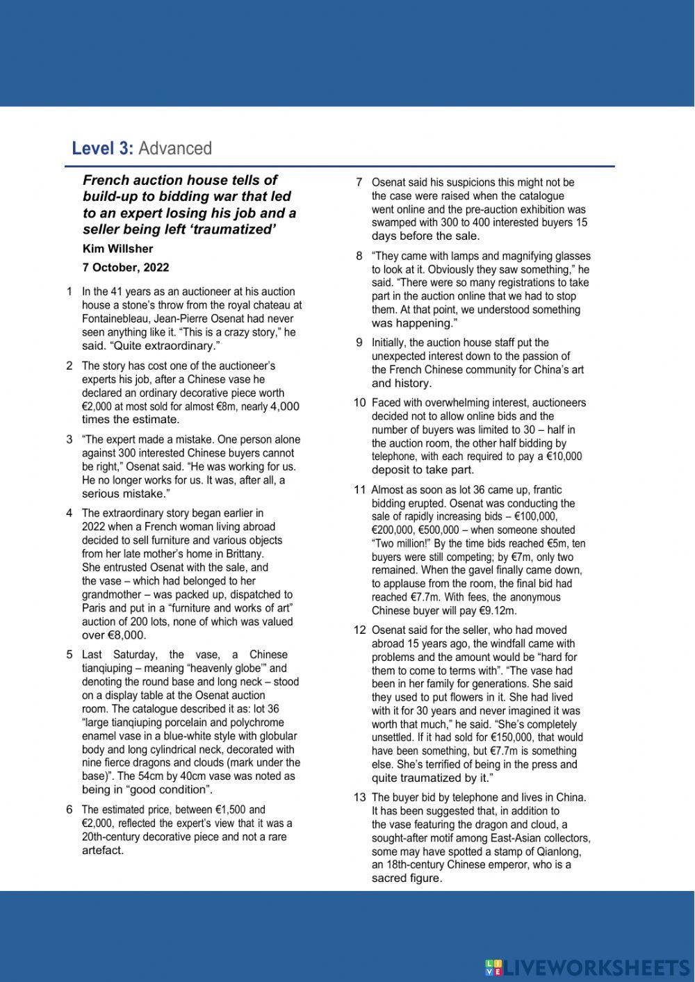 Chinese vase valued at €2,000 sold for €8m - reading