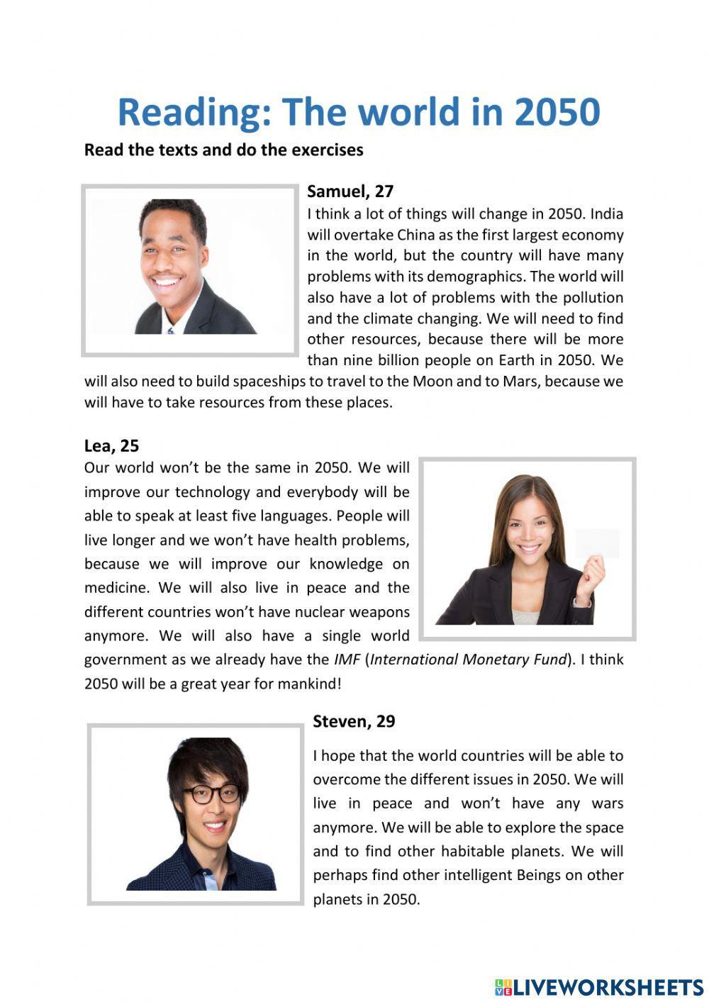 Reading: the world in 2050