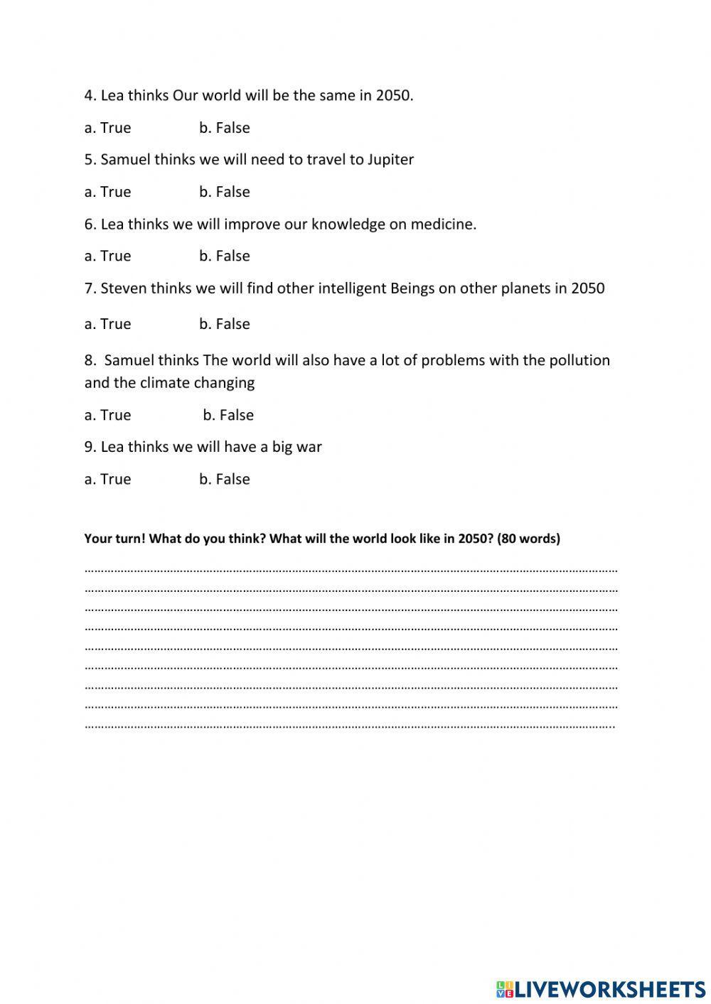 Reading: the world in 2050