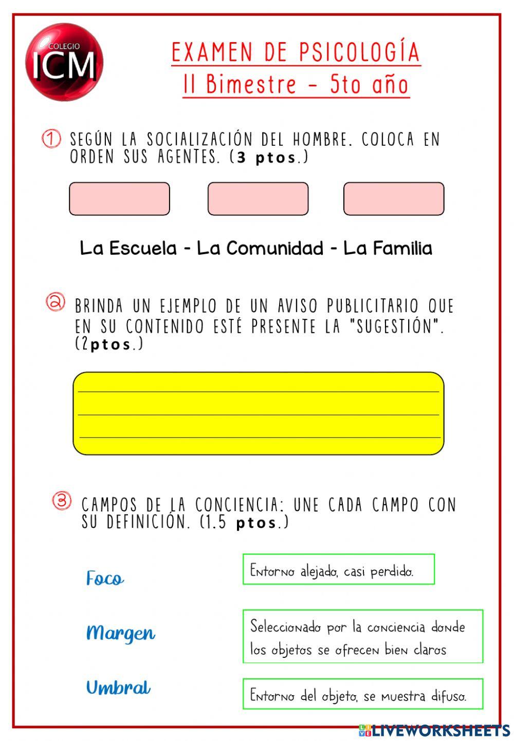 EXAMEN DE PSICOLOGIA IIB