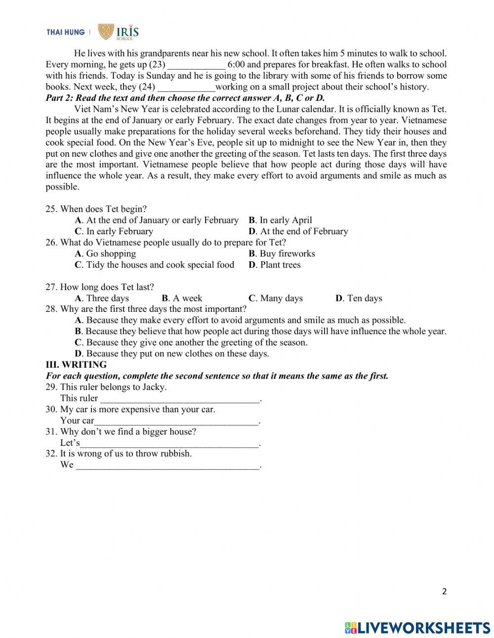 Grade 6 - Revision worksheet worksheet | Live Worksheets