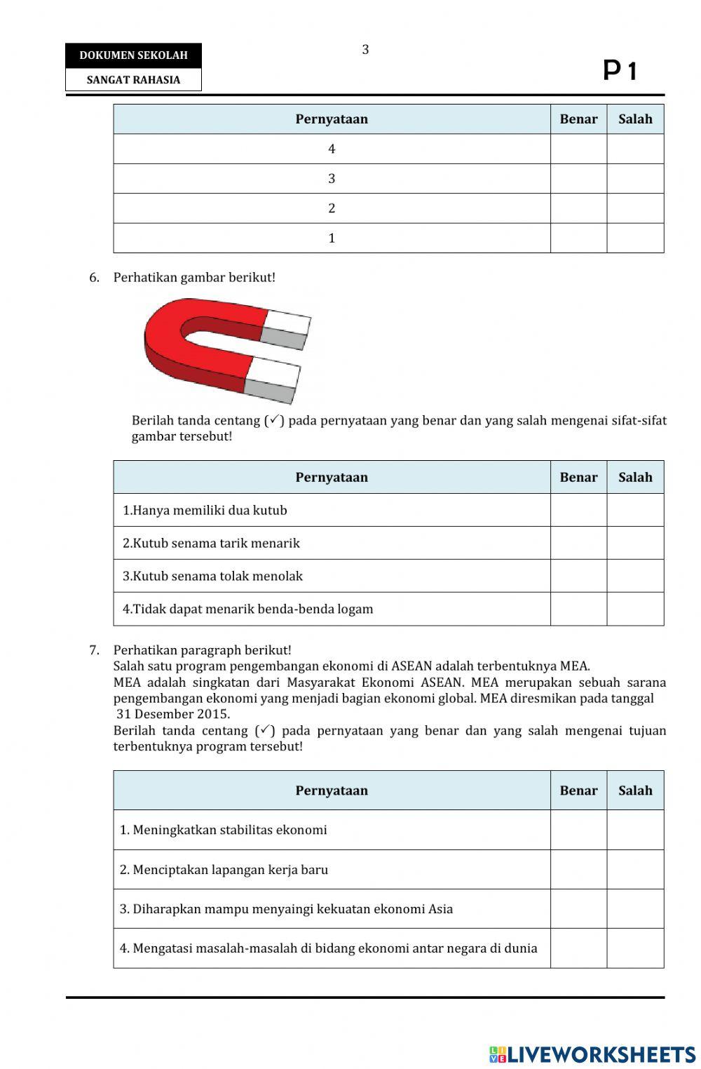 Soal PAS Tema 5 Kelas 6