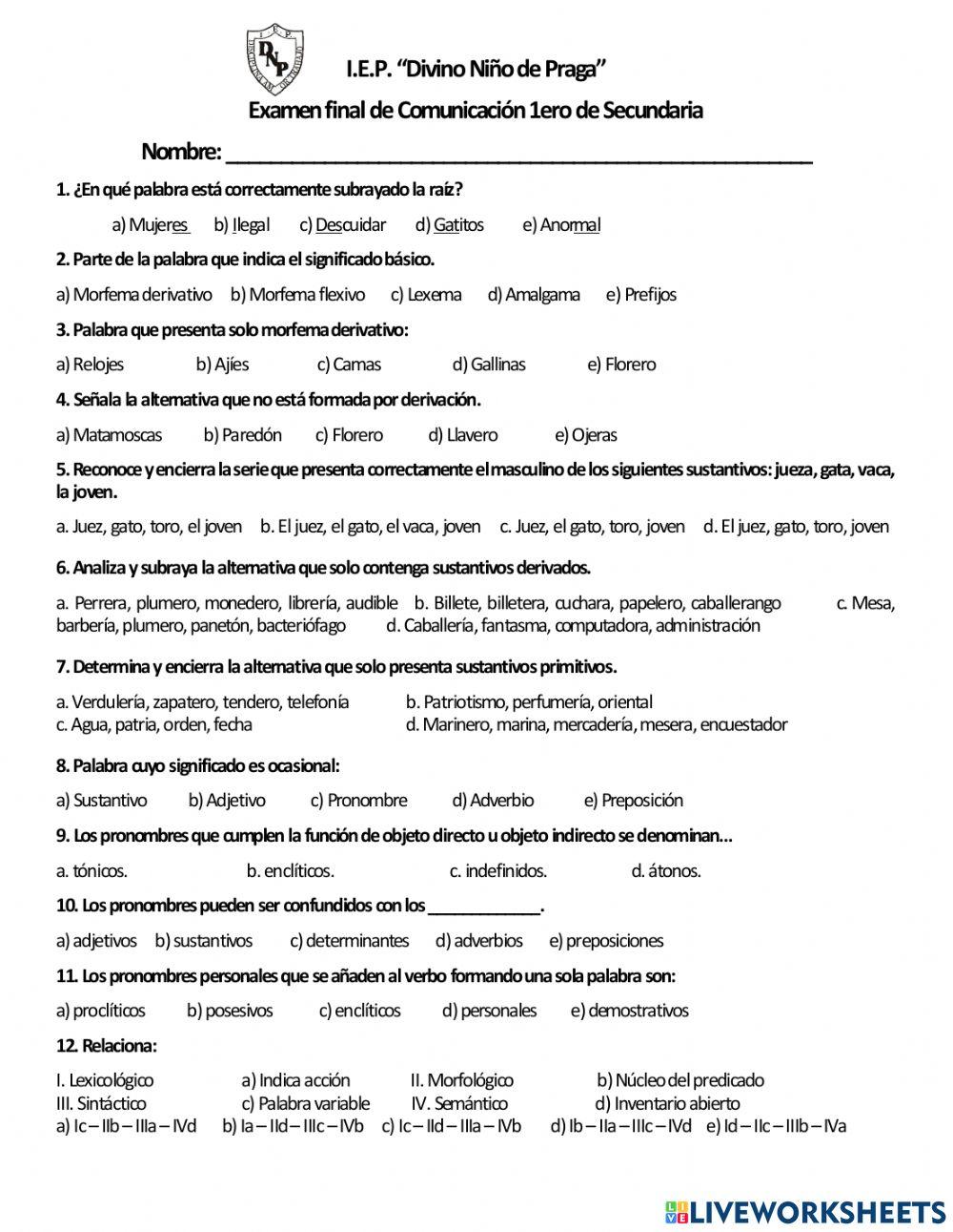 Examen de comunicación