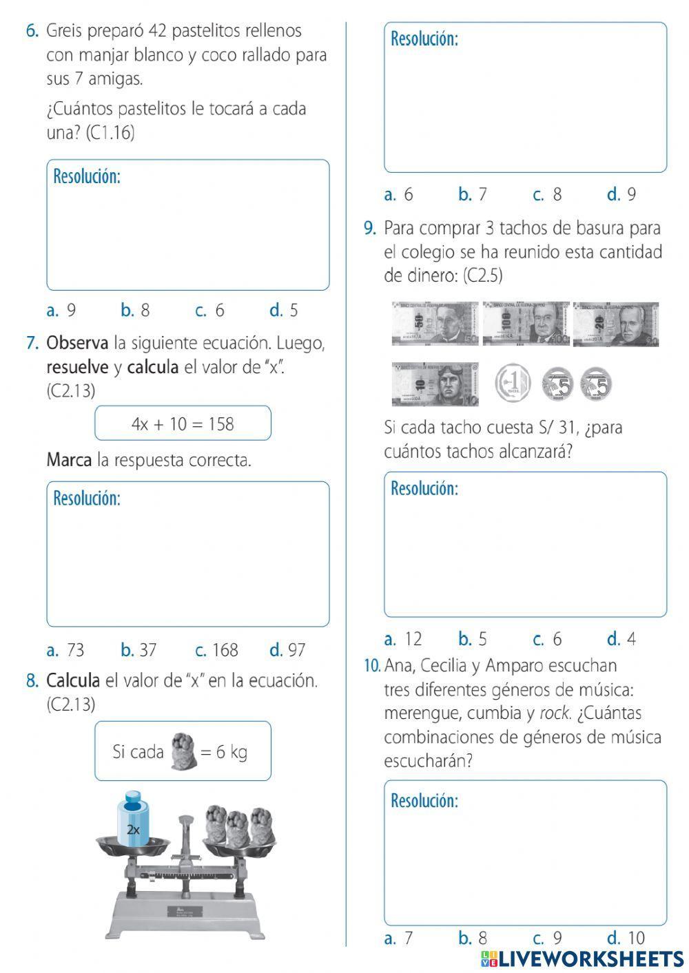 Ejercicios multipliccion