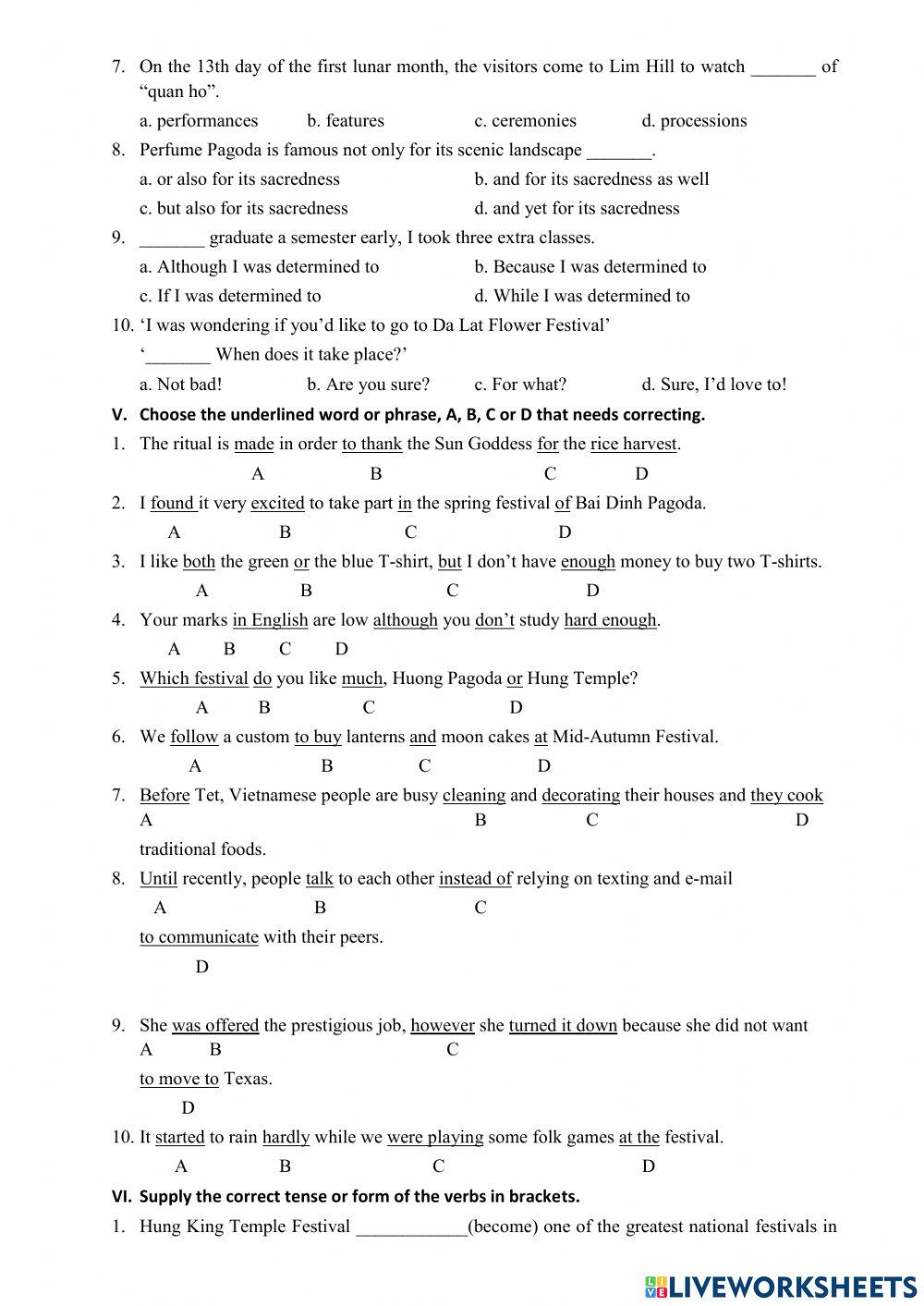 Test for unit 5 - Grade 8