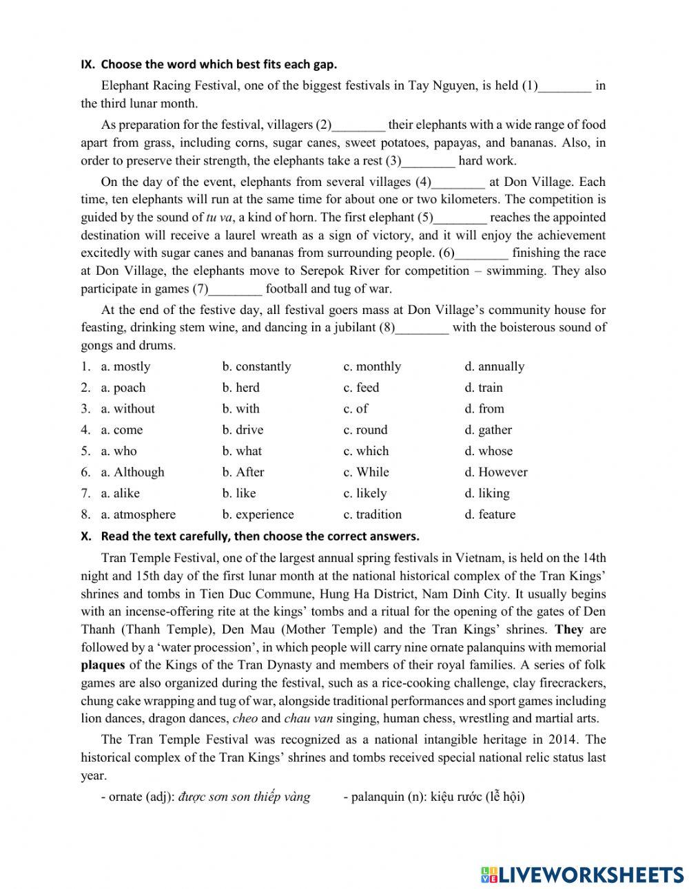 Test for unit 5 - Grade 8