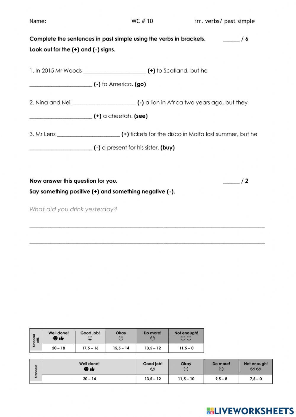 Past Simple - irregular verbs