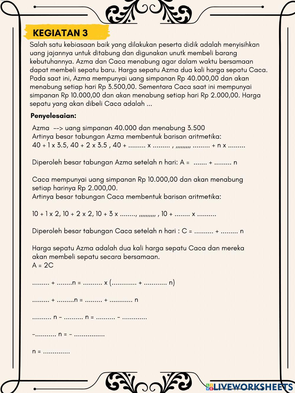 LKPD Barisan Aritmetika