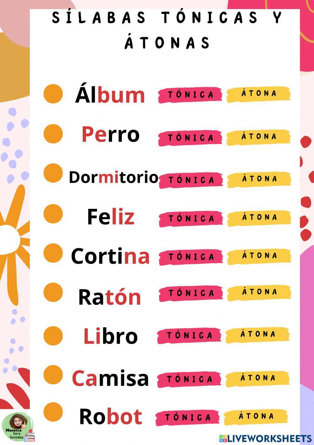 Sílabas tónicas y atónas