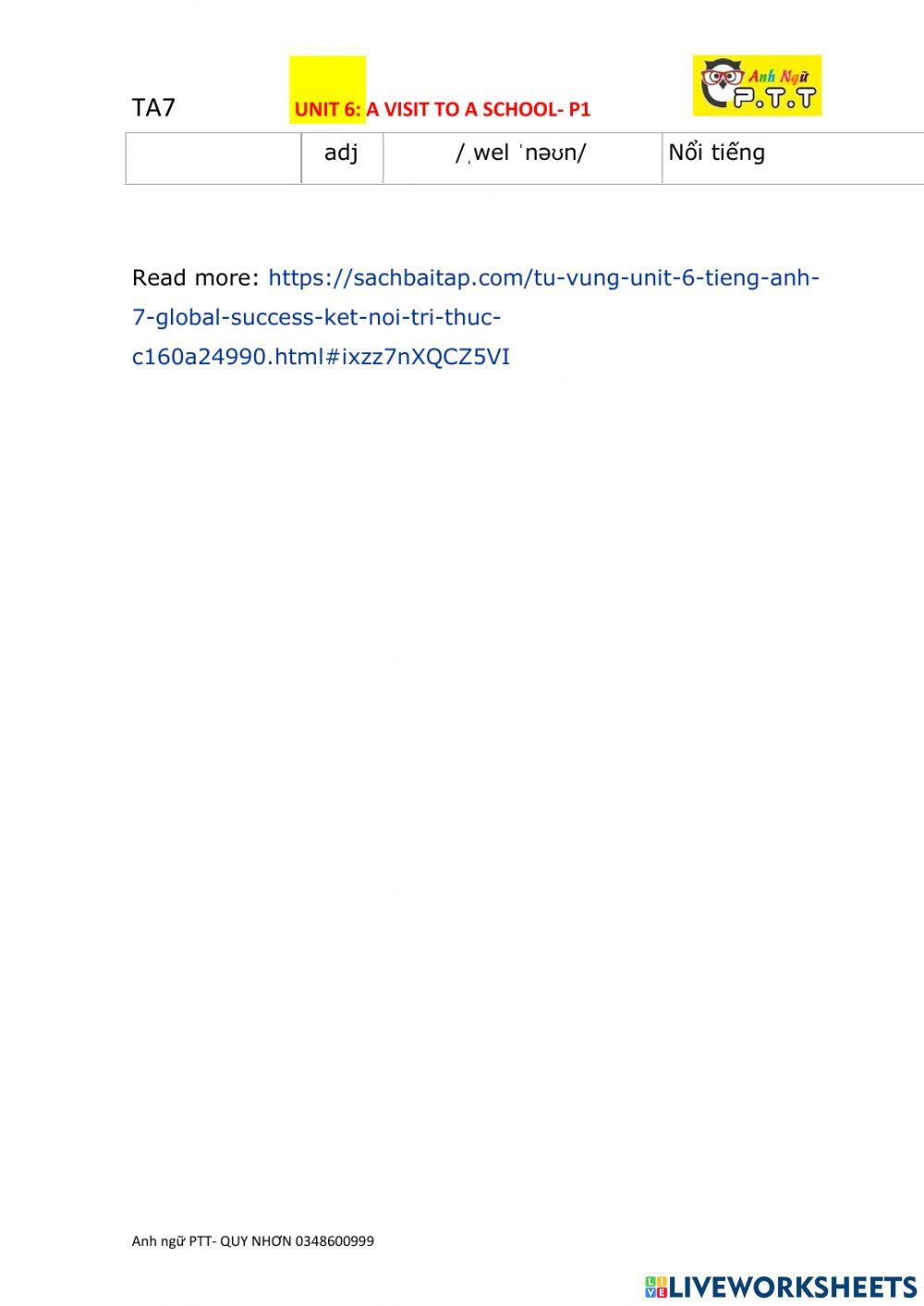 Ta7 unit 6 a visit to a school