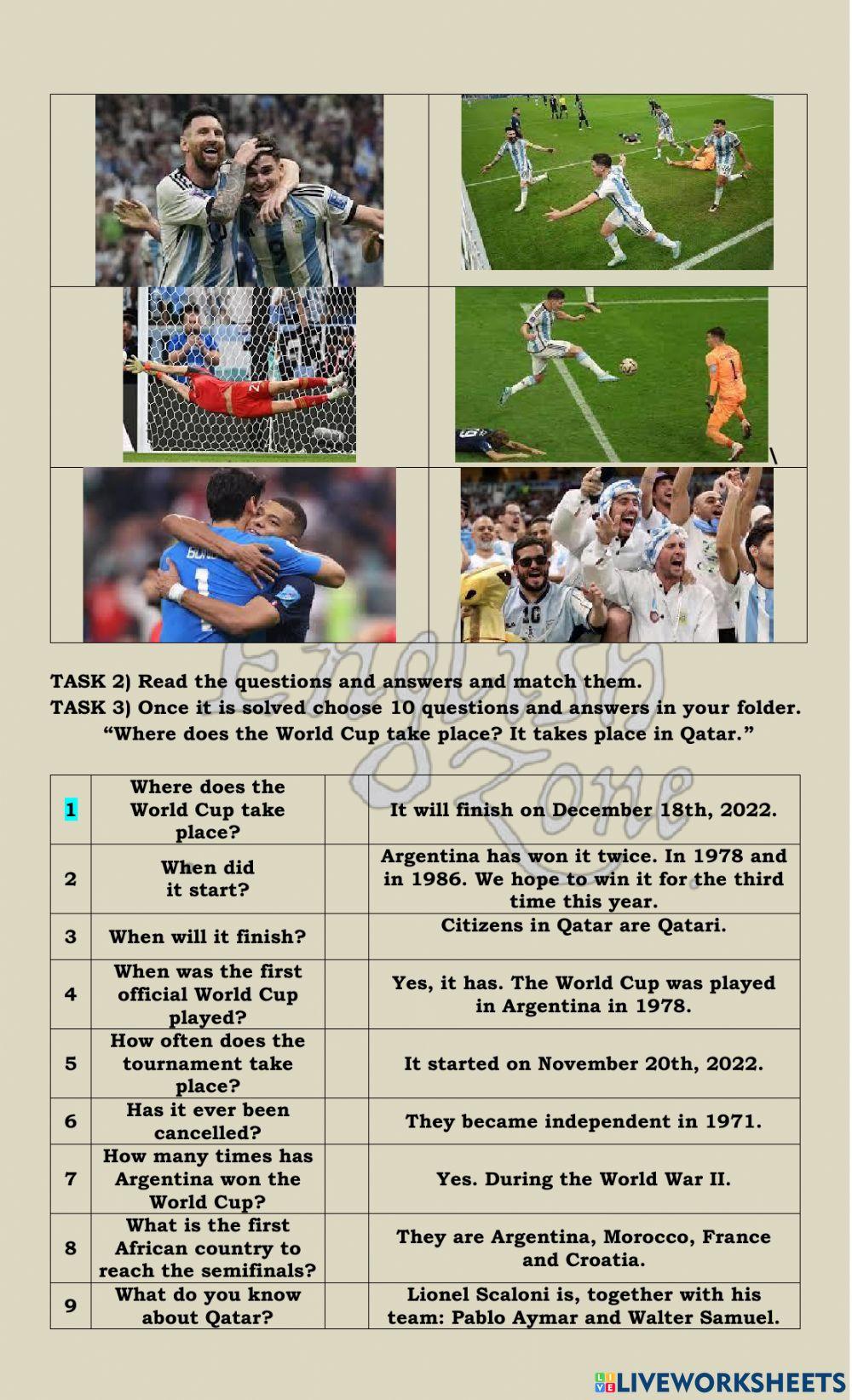 World Cup 2022 into the finals. English Zone Rocks