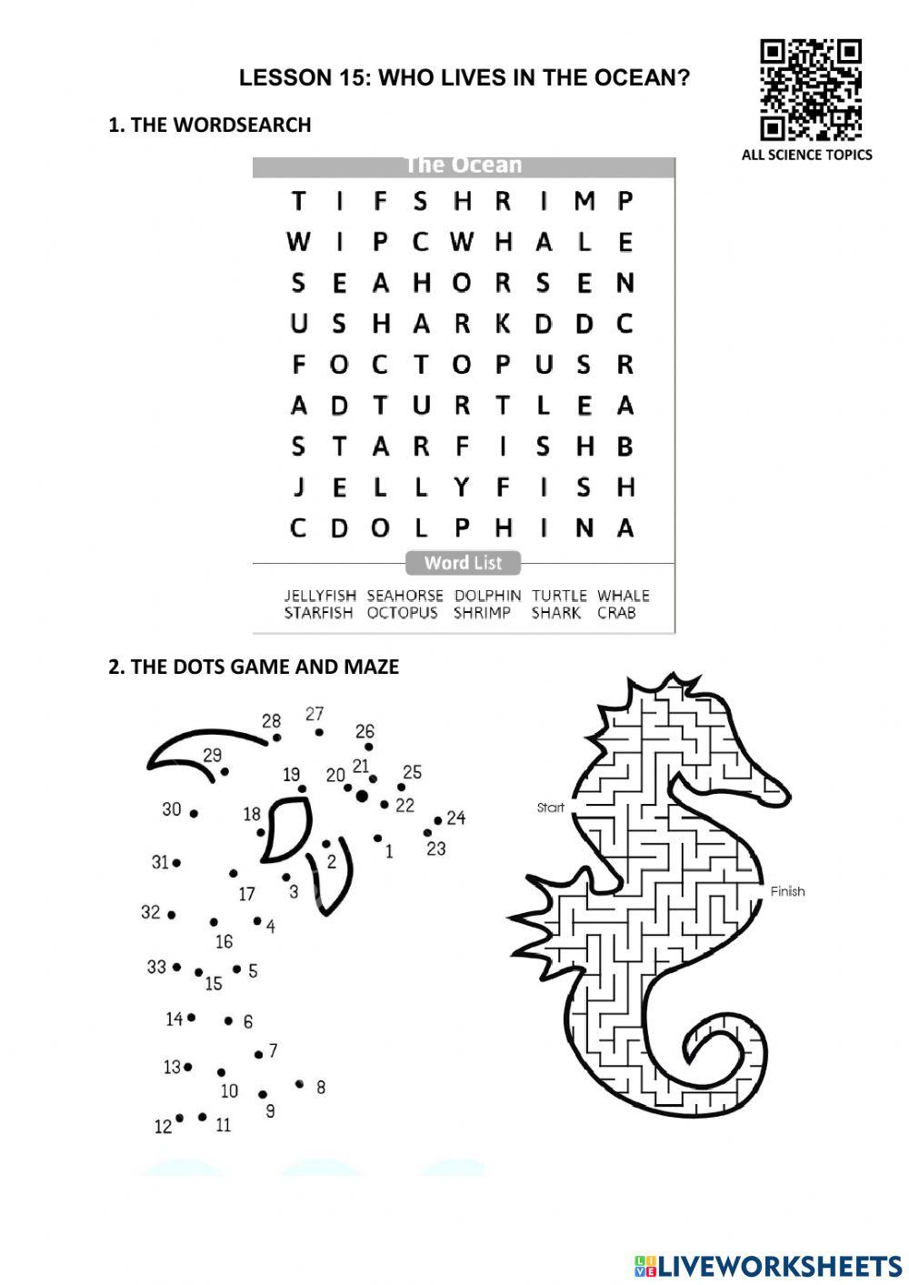 Lesson 15. who lives in the ocean worksheet | Live Worksheets image.
