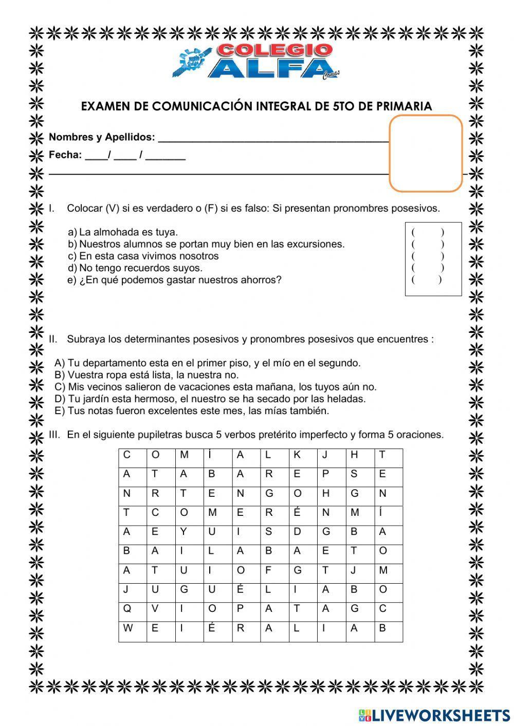 Examen de comunicacion