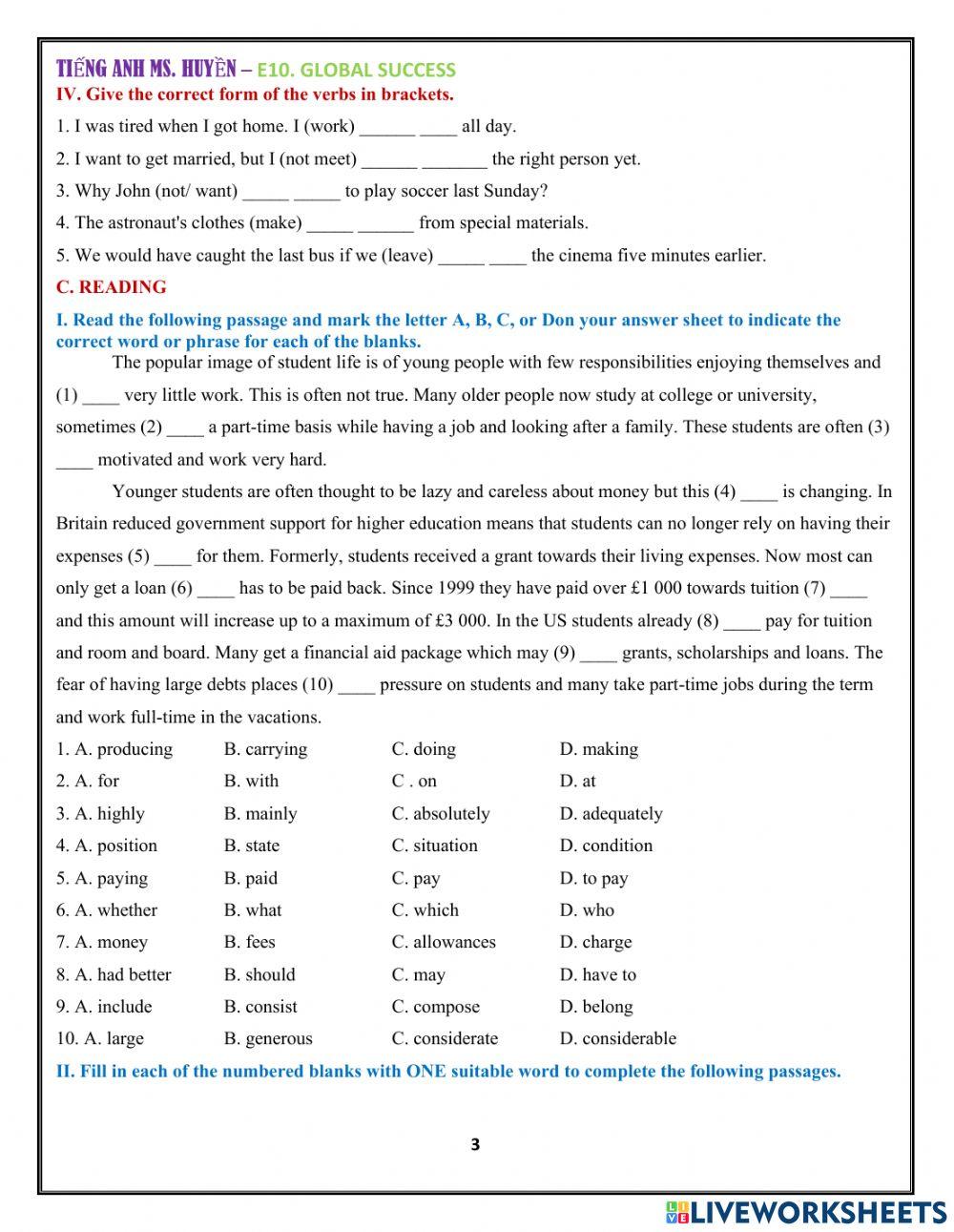 E10. global sucess - unit 1. test 1