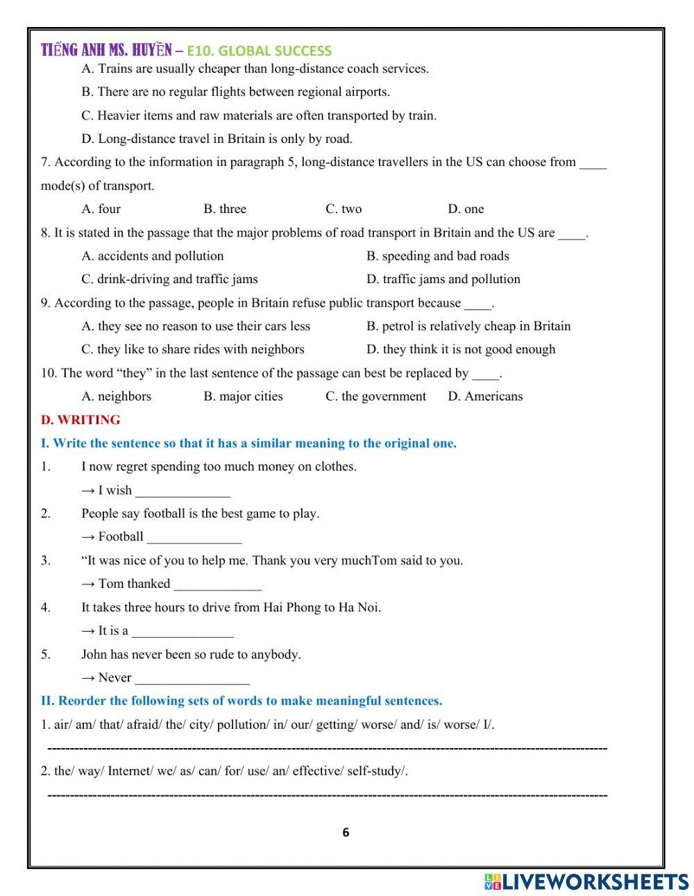 E10. global sucess - unit 1. test 1