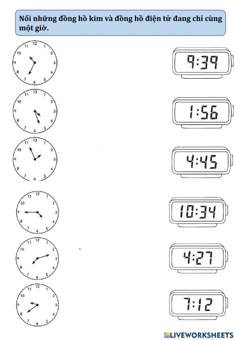 Phiếu củng cố về thời gian