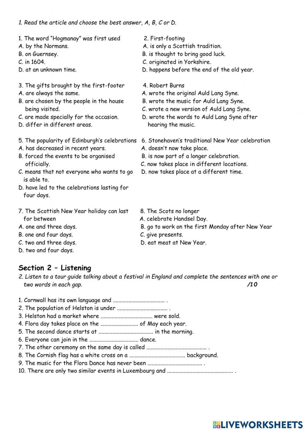 Cosmic B1+ Unit 2 Test