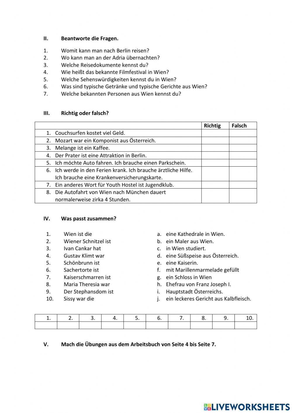 Vorbereitung auf die Klassenarbeit