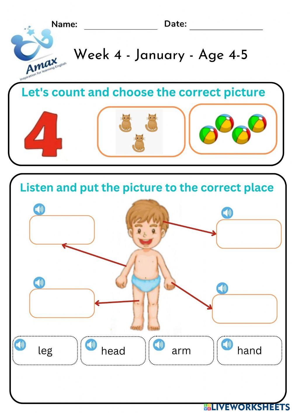 Week 4 january age 4 5 worksheet live worksheets