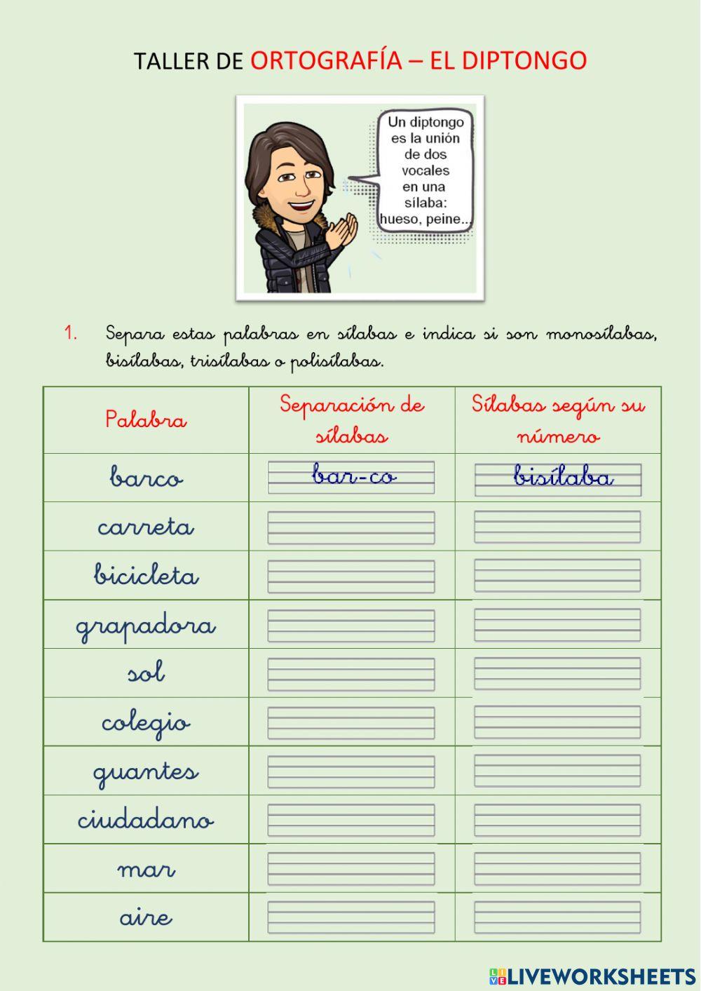 Taller de gramática: el diptongo