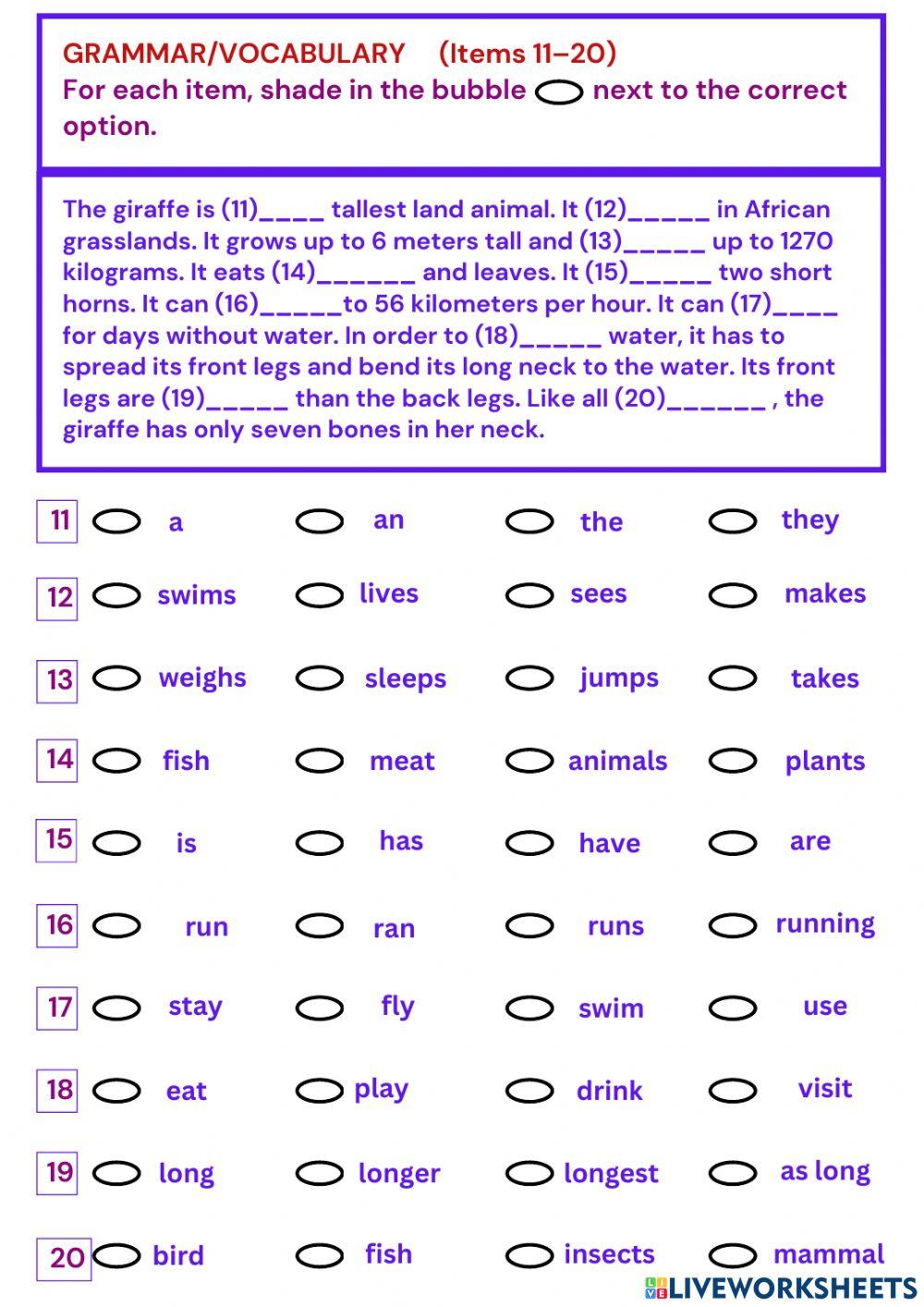 Grade 6 The English Language Test Semester 1