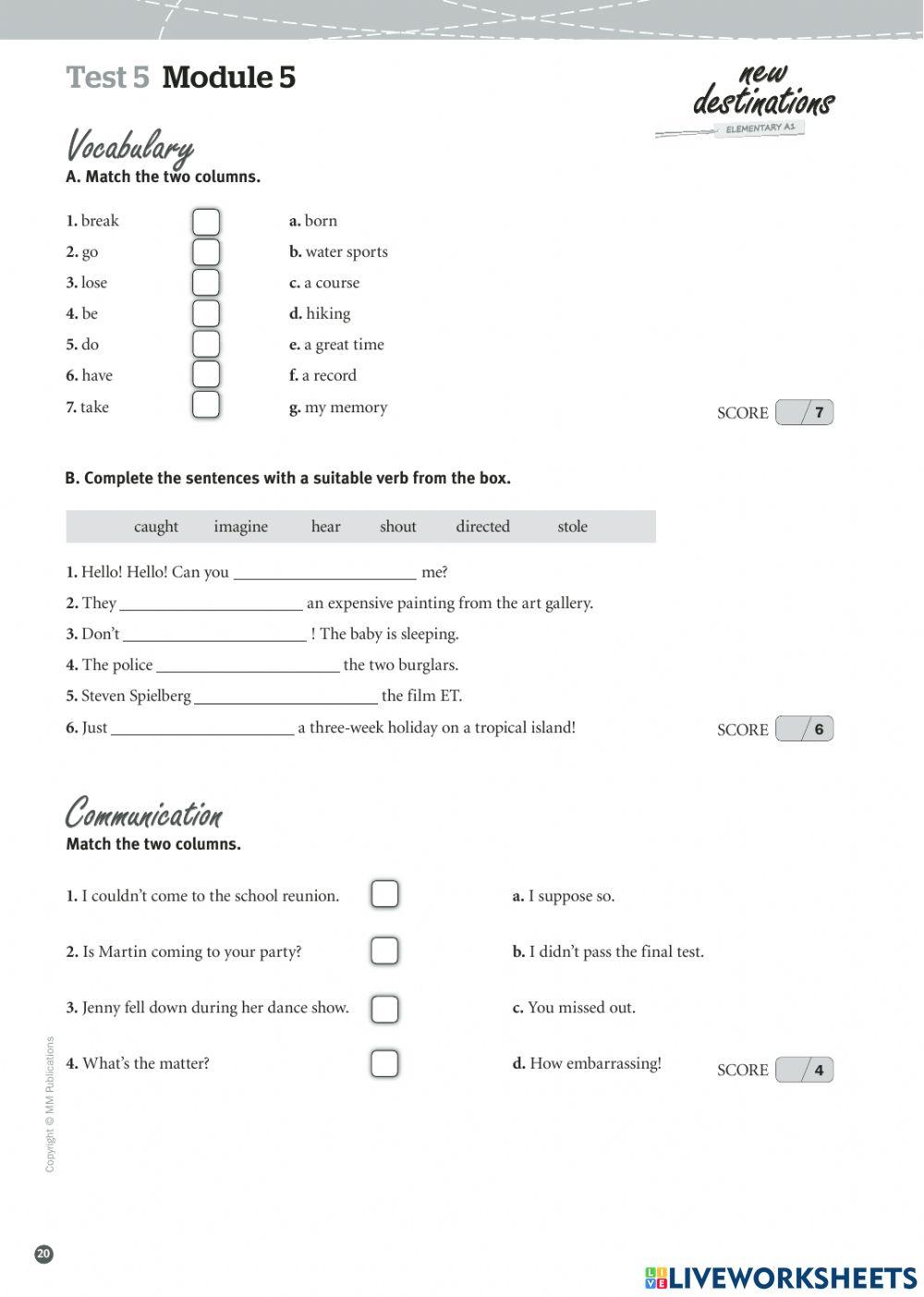 New Destinations Elementary Module 5