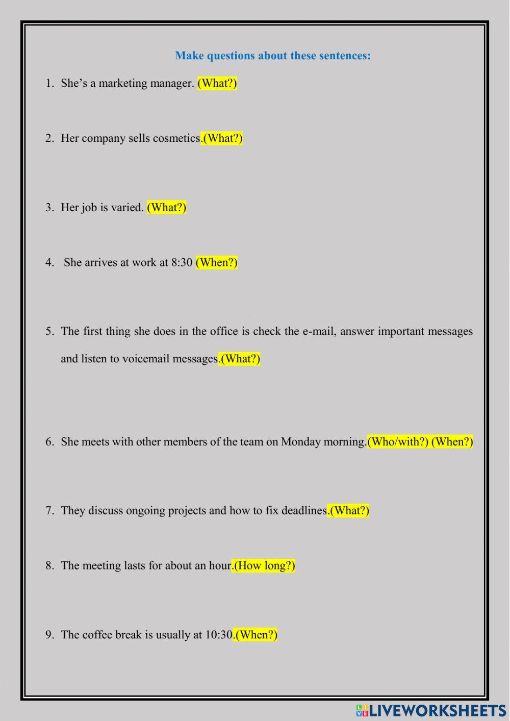 A typical work routine