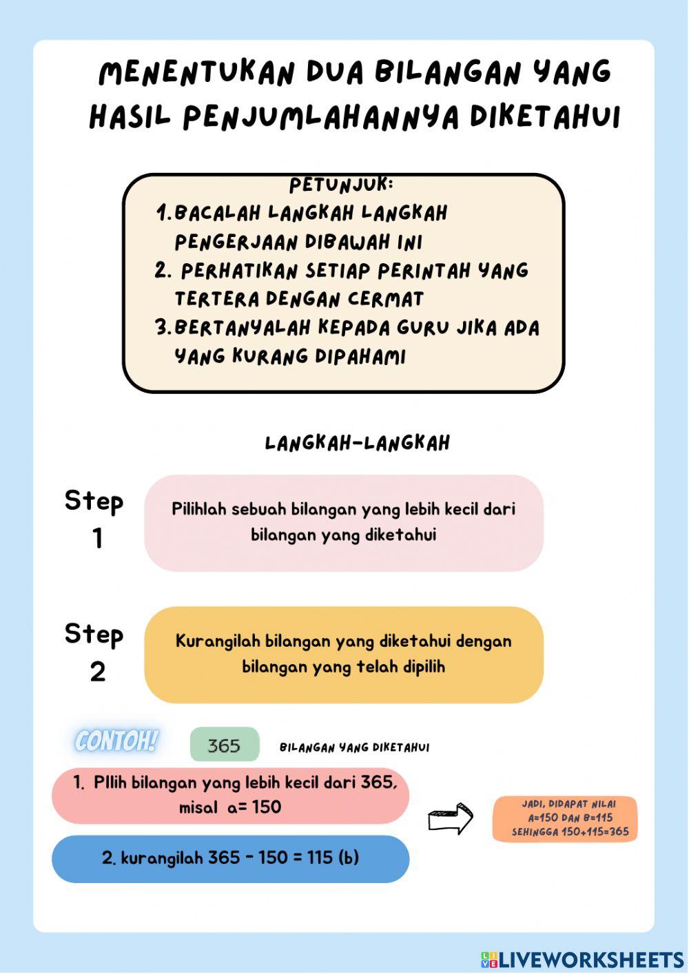 Menentukan dua bilangan yang jumlahnya sudah diketahui