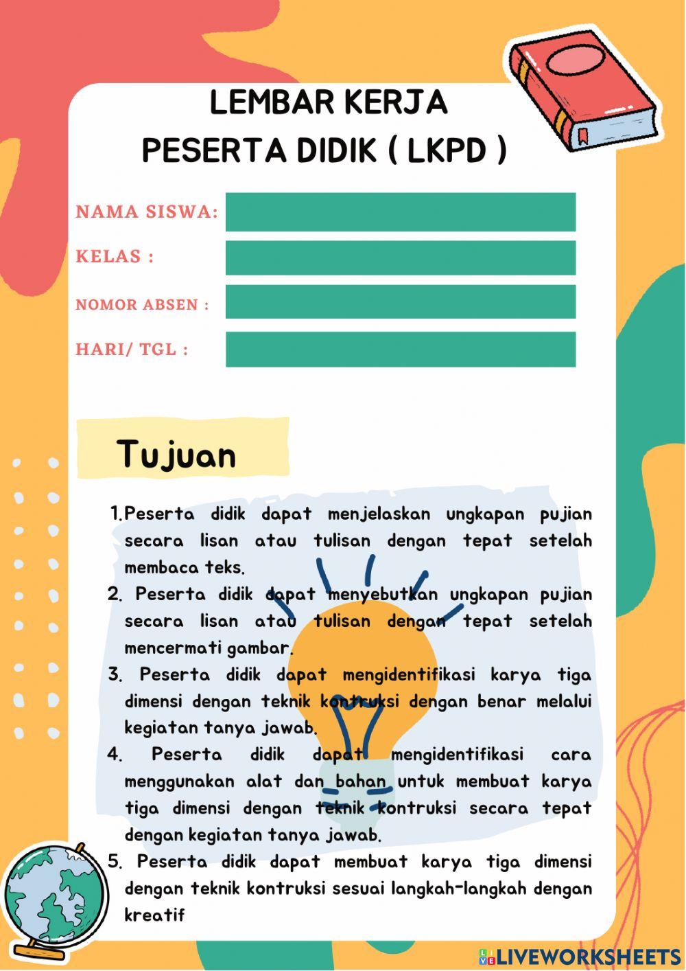 Liveworksheets Kelas 1 Tema 8 Subtema 3