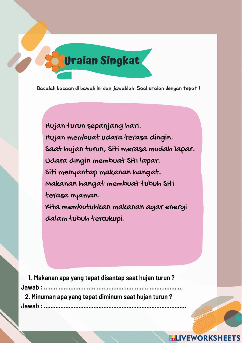 Liveworksheets Kelas 1 Tema 8 Subtema 3