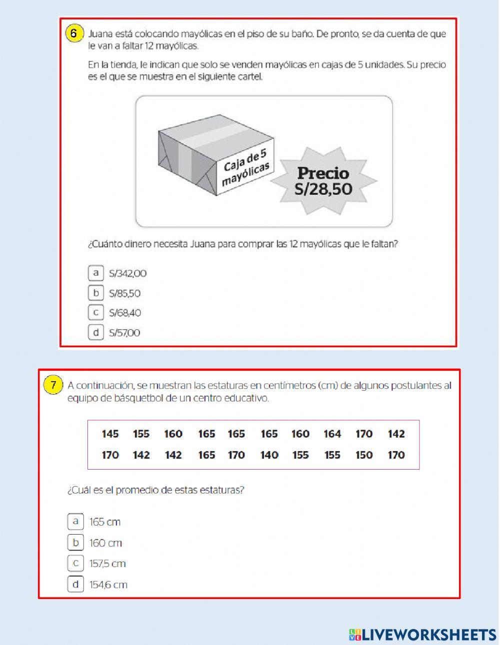 EVALUACIÓN DE SALIDA DE MATEMÁTICA 5º SECUNDARIA