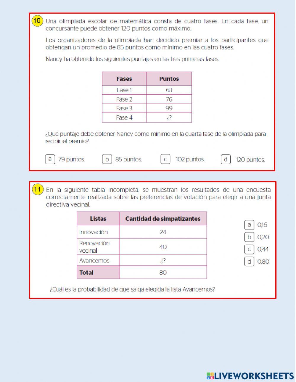 EVALUACIÓN DE SALIDA DE MATEMÁTICA 5º SECUNDARIA