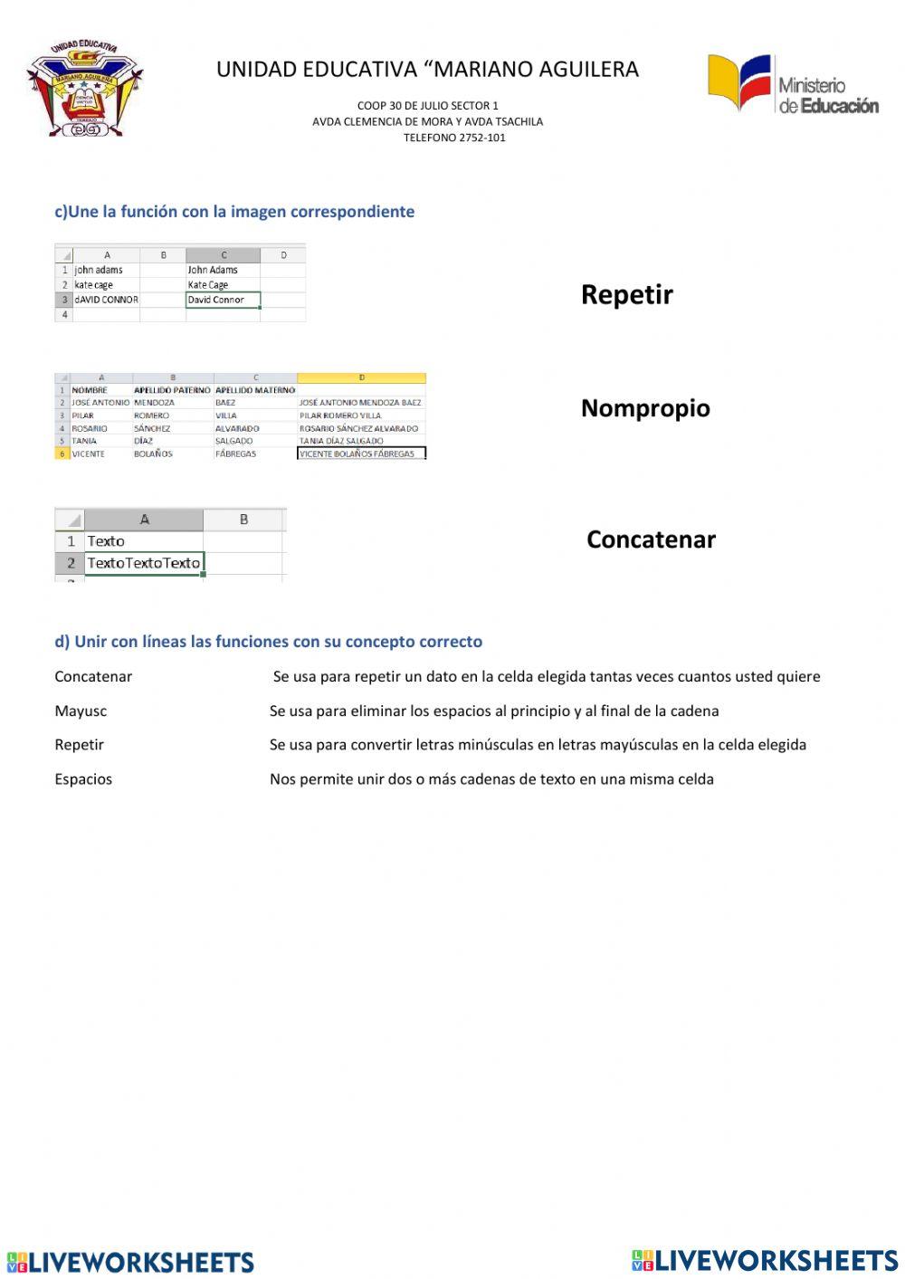 Funciones de texto en excel