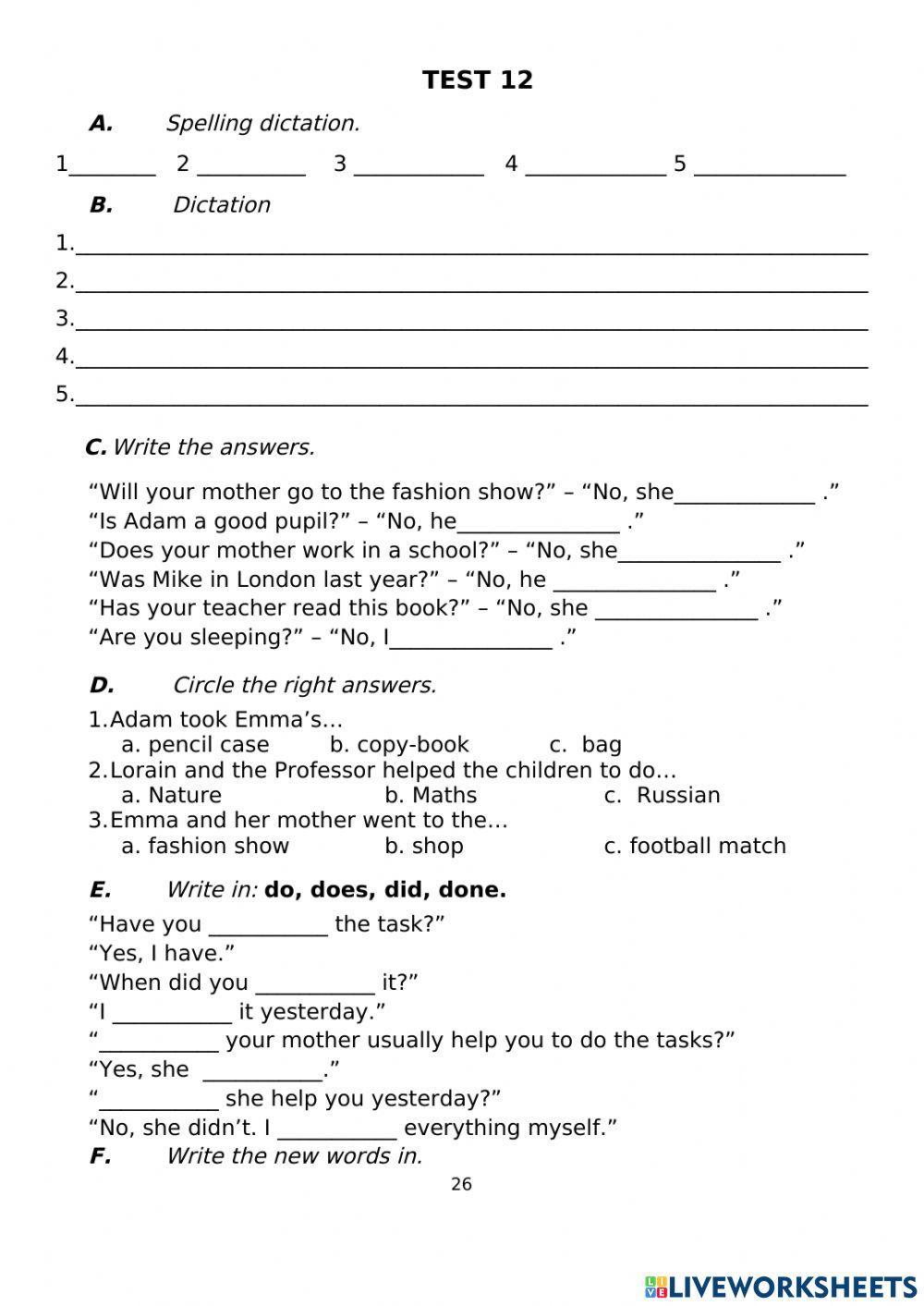 Test 12 I can analyse