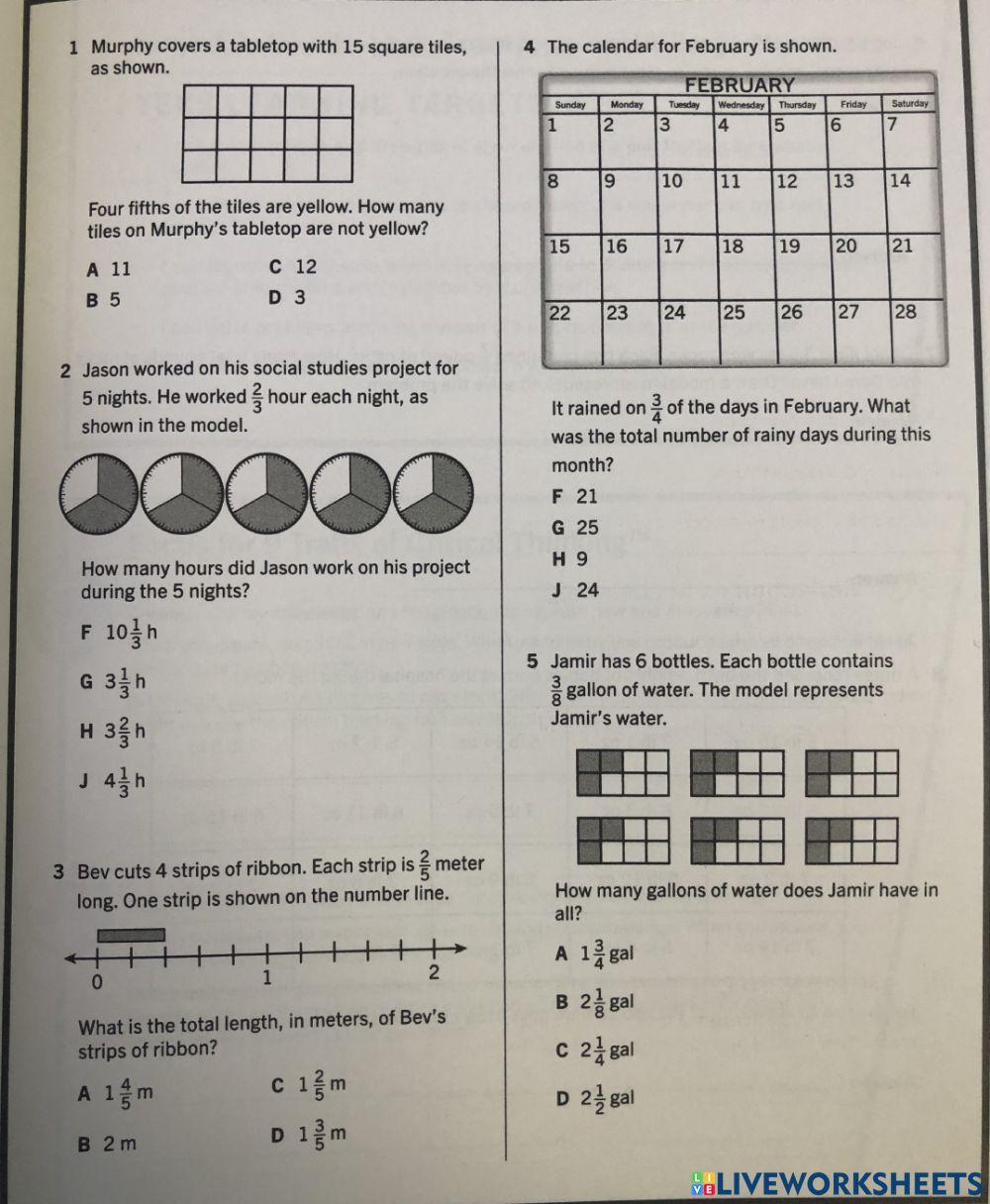 Multiplying Fractions Models