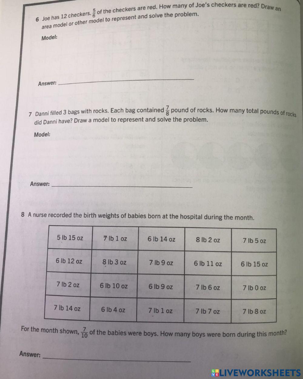 Multiplying Fractions Models