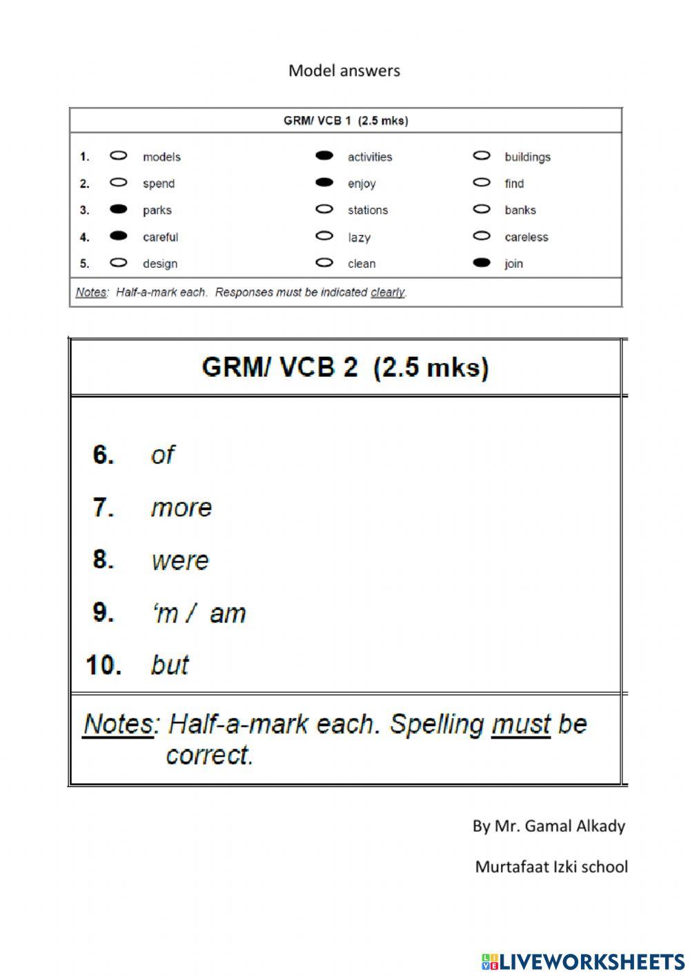 Test 1 on Vocabulary & grammar