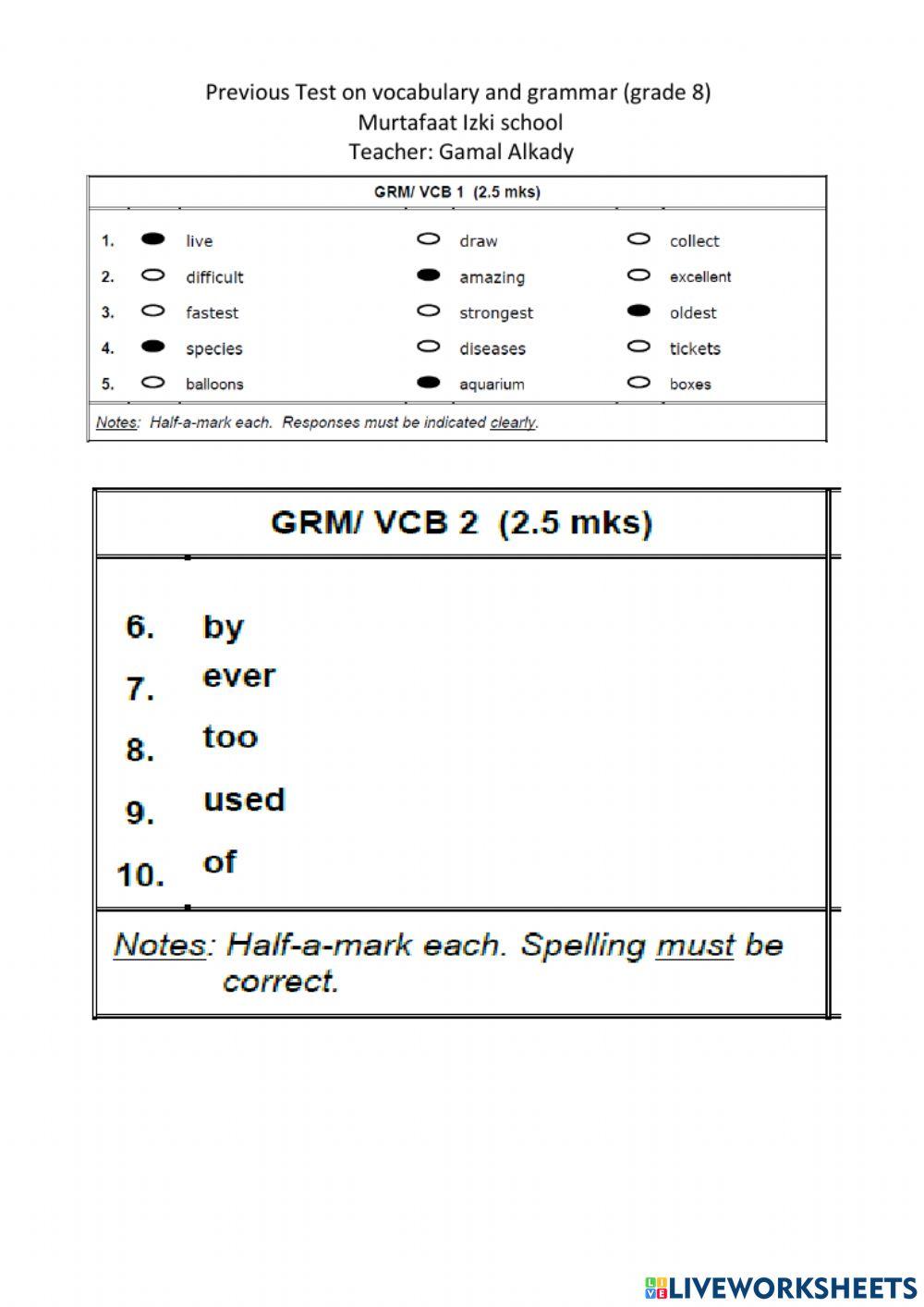 Test on voc and gram