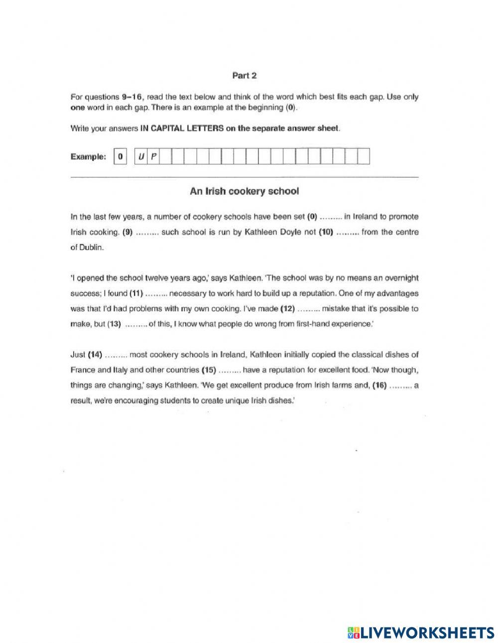 FCE Final written exam 2022 Part 2