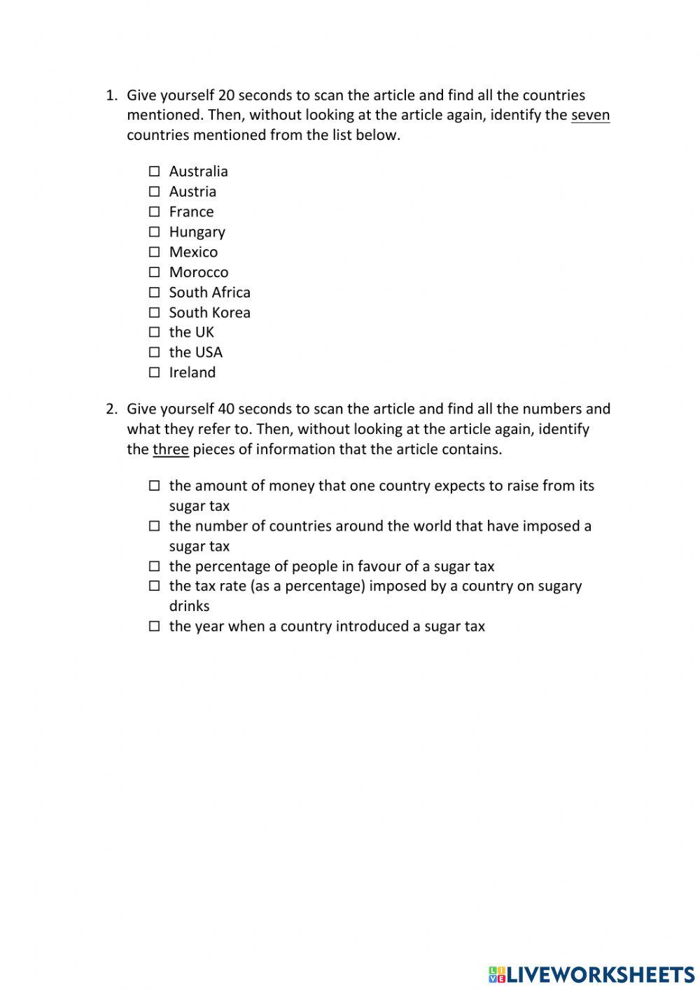 IE3, Unit 2, Reading, Exercise 7