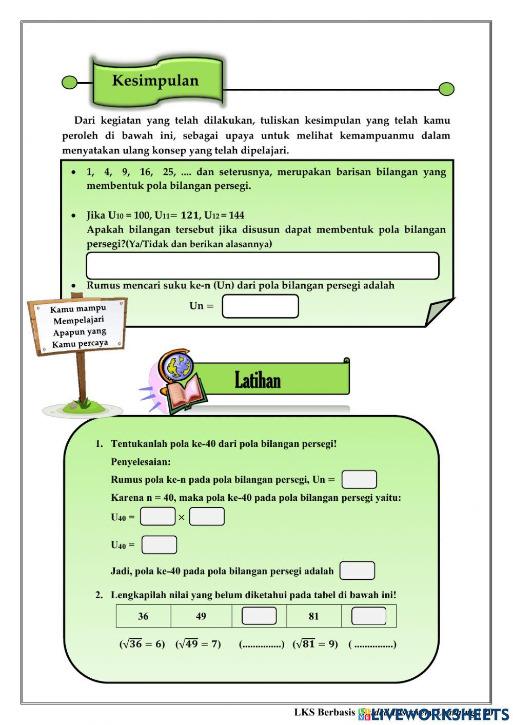 Pola Bilangan Persegi