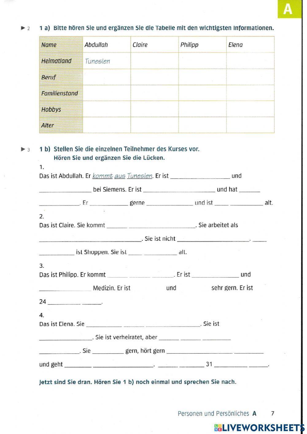 A2 Lek1 Hören und Sprechen A1