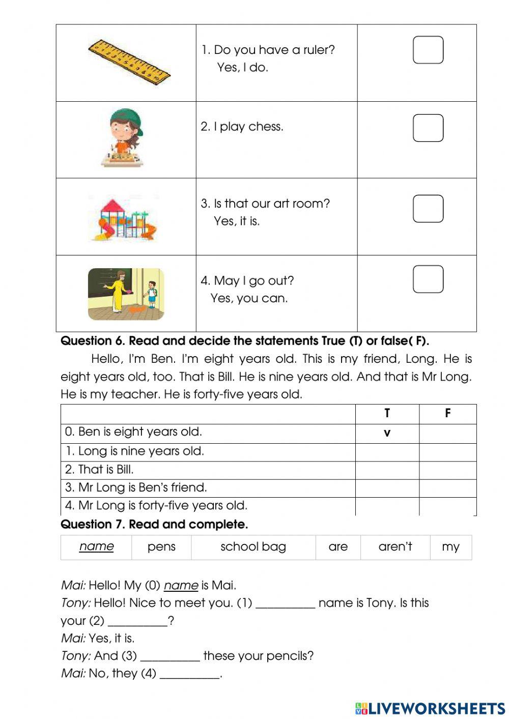 Tiếng anh lớp 3 - đề 4