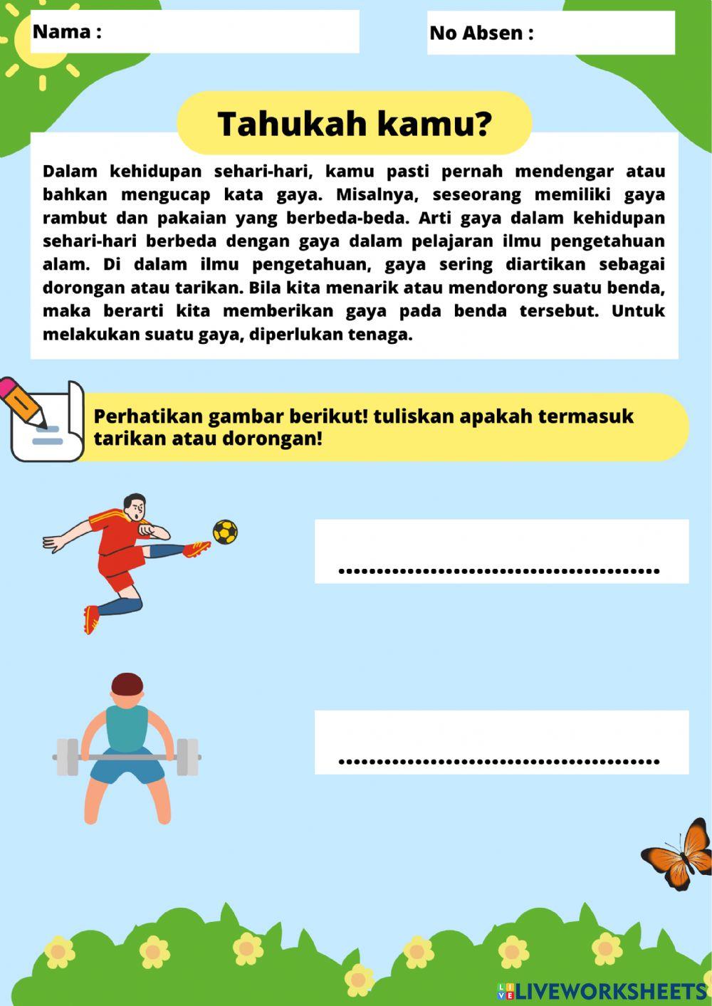 Lkpd Materi Gaya Kelas 4 Tema 7