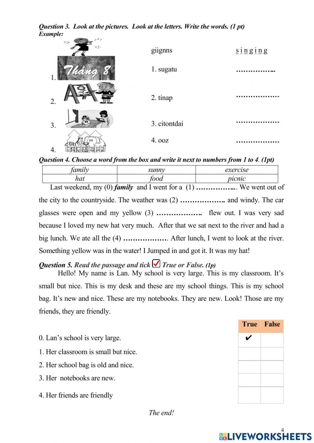 Đề lớp 4 HK  1 N-Đ-V