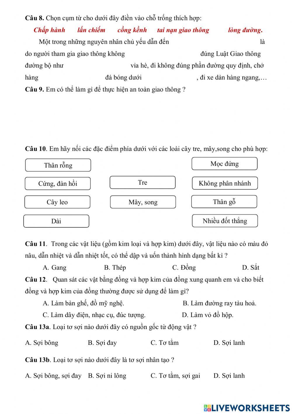 Kiểm tra khoa học kì 1 - Ngô Huyền