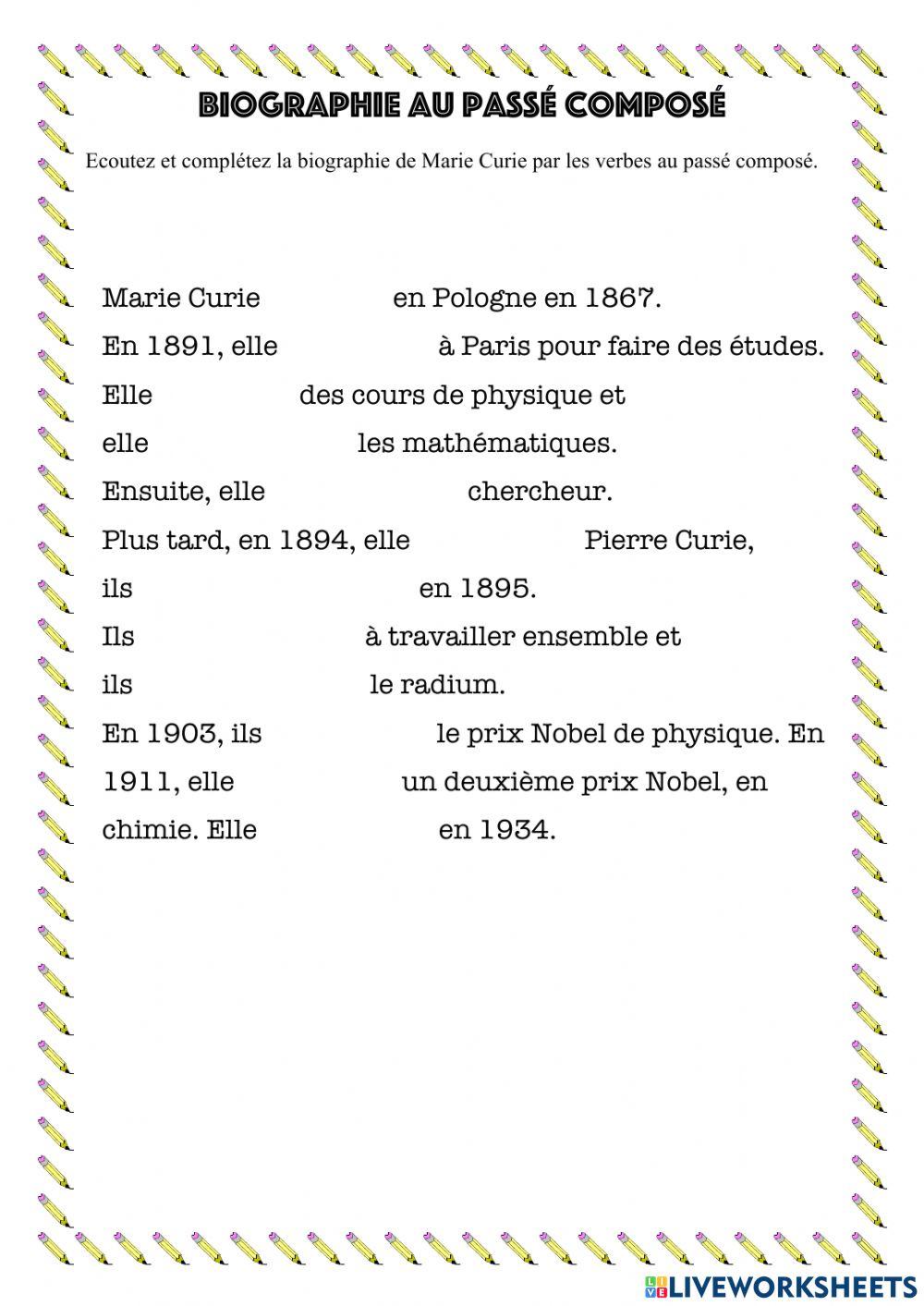 Biographie au passé composé
