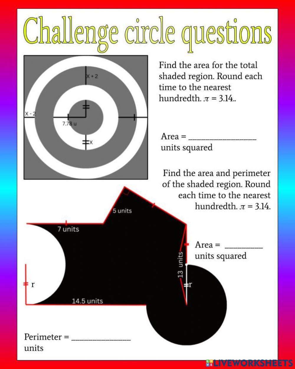 Challenge Circle Questions worksheet Live Worksheets
