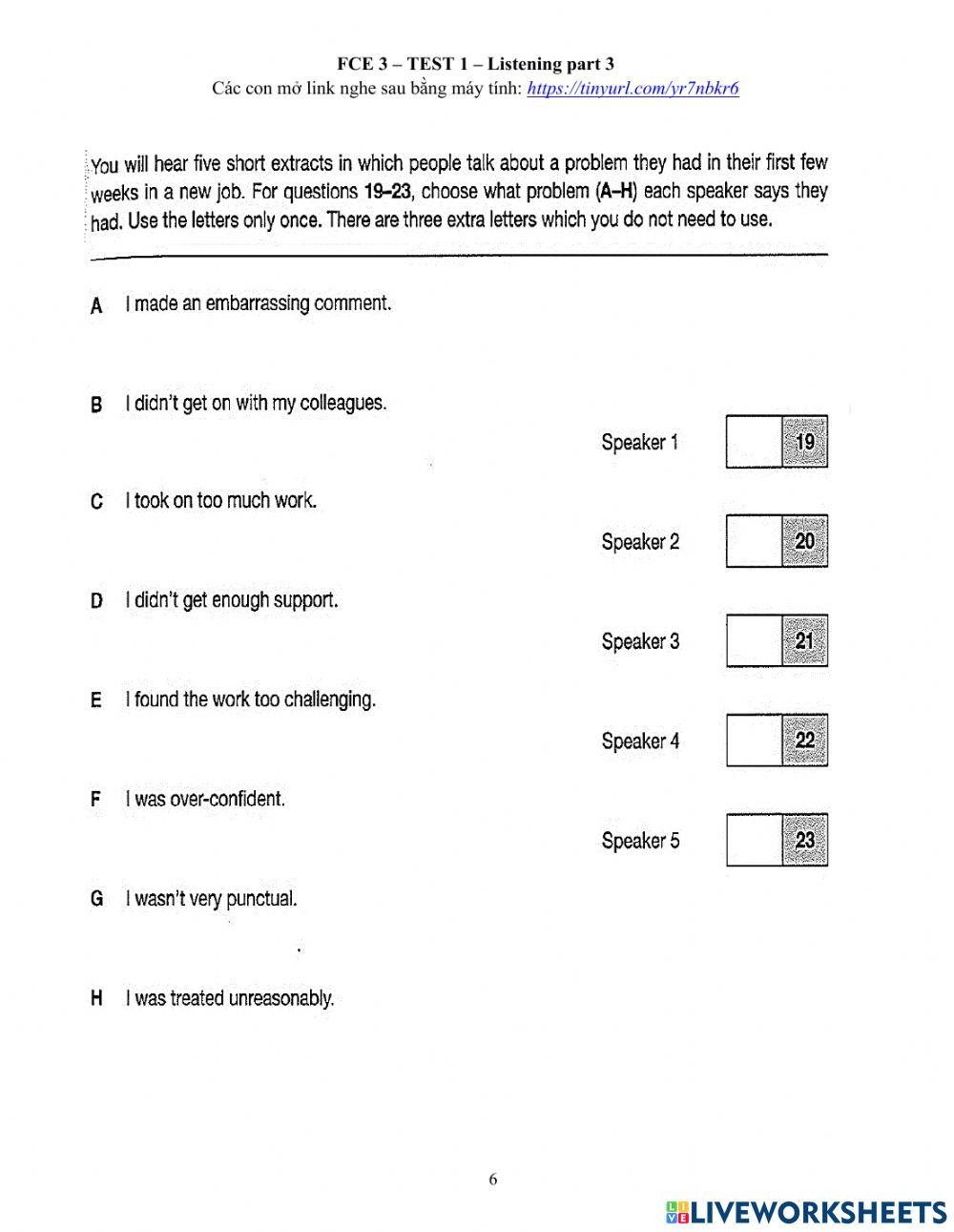 Viet teacher-S7-WEEK 19-FCE + PET PRACTICE