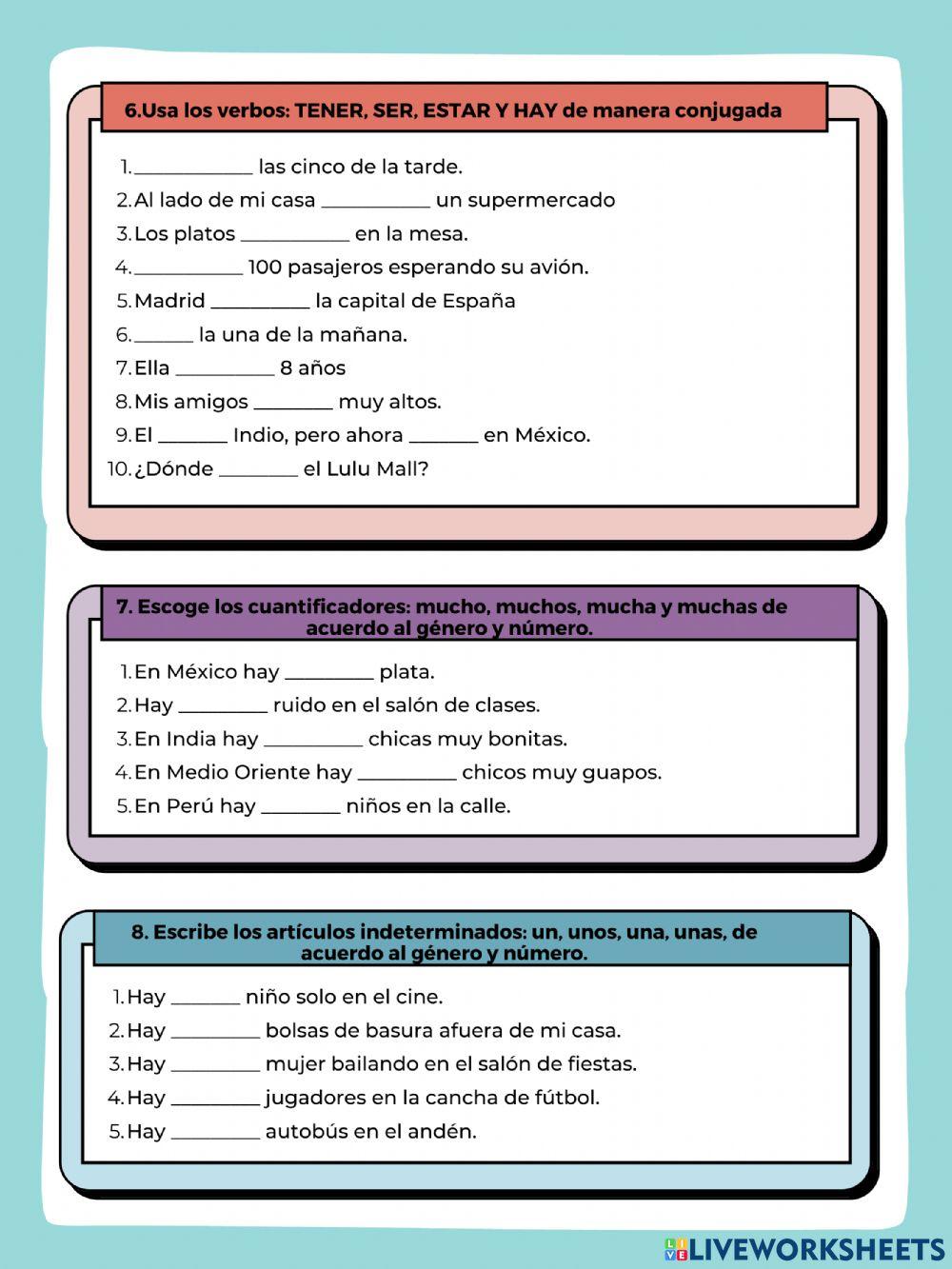 Examen escrito introducción al español 2